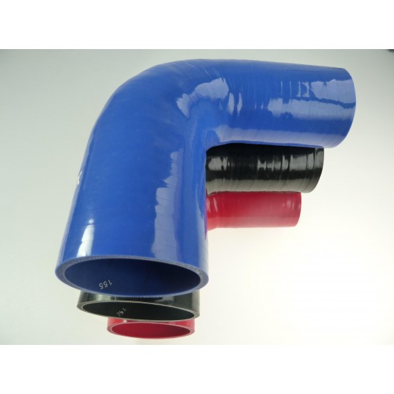 Reductor silicona curvado 90° Ø67→76 mm L125 VMQ