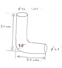 48-56mm Longitud 200x300mm - Reductor 90° de silicona - REDOX