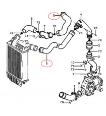 Kit 2 manguitos sobrealimentación aire turbo diesel silicona por PEUGEOT Boxer 2.5 TDI 107CV 1997-2002