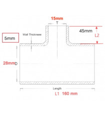 Manguito de Calefacción Silicona Mercedes Citaro - Derivación en T D28/15/28mm L160mm - Equivalente OEM A0029977274