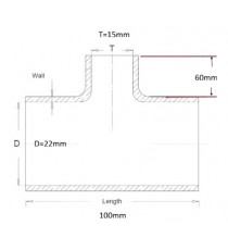 Manguito Silicona con Derivación en T Ø22mm-Ø15mm - Alto Rendimiento VMQ 3 Capas