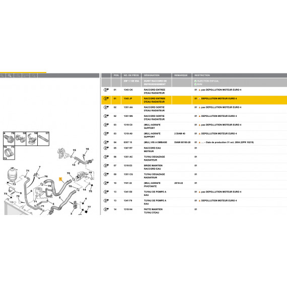 Racor entrada agua radiador silicona 1343JF para PEUGEOT 607 2.2 16V 163 CV (2005-2010)