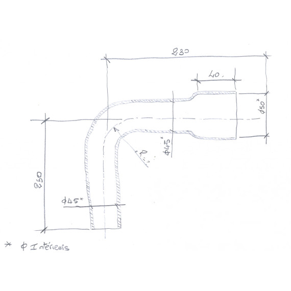 Manguera Silicona Codo 90° Ø45/50mm - 190x180mm - 4 Capas VMQ Reforzado