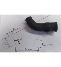 Codo 45° reductor 8-13mm L 24x56mm silicona VMQ / poliéster 3 capas 4mm negro