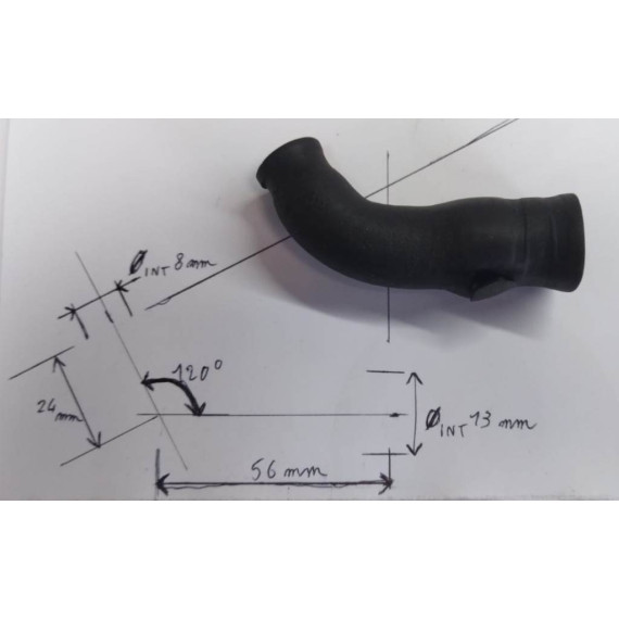 Codo 45° reductor 8-13mm L 24x56mm silicona VMQ / poliéster 3 capas 4mm negro
