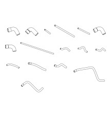 Kit 16 manguitos silicona refrigeración agua MASERATI 222 Coupé E 2.8 Biturbo - abrazaderas inox incluidas - Negro Mate